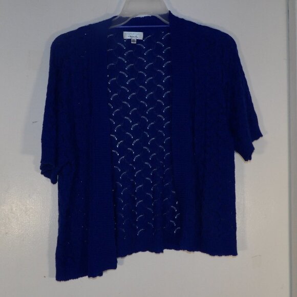Signature By Robbie Bee Short Sleeve Laser Cut Open Cardigan Sz 16W - Picture 1 of 5